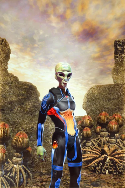 Alien on homeworld planet — Stock Photo, Image