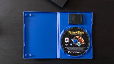 Istanbul, Turkey - January 2021: Prince of Persia game disk and memory card for Play Station 2 by Sony