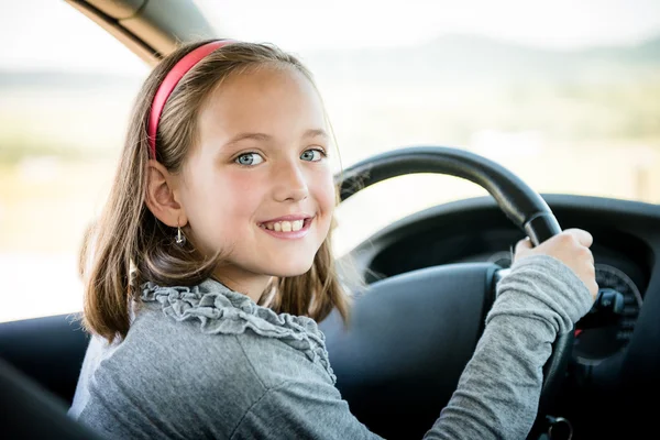 Child driving car — Stock Photo, Image