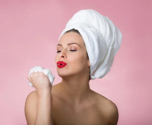 Beautiful woman having a bath — Stock Photo, Image