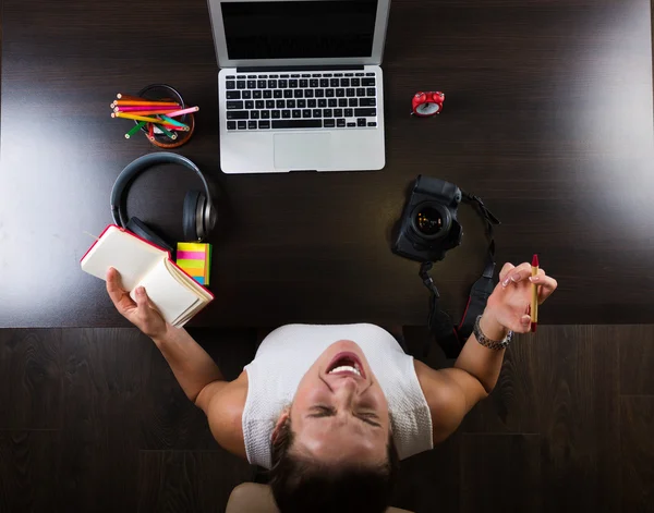 Woman working at creative workplace — Stock Photo, Image