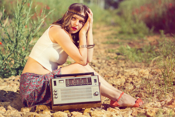 Beautiful girl on a road