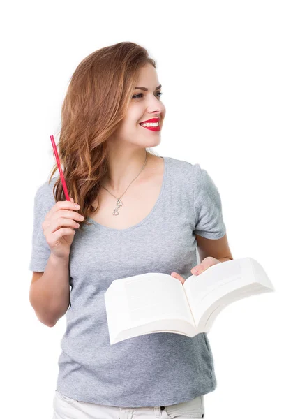 Mulher atraente com óculos de leitura — Fotografia de Stock