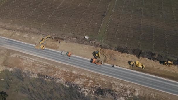 Vista aérea de Reparación de la zona rural vial. — Vídeo de stock