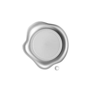 Beyaz arka planda izole edilmiş gümüş balmumu mühür. Gerçekçi garantili pullar. Gerçekçi 3d vektör illüstrasyonu.