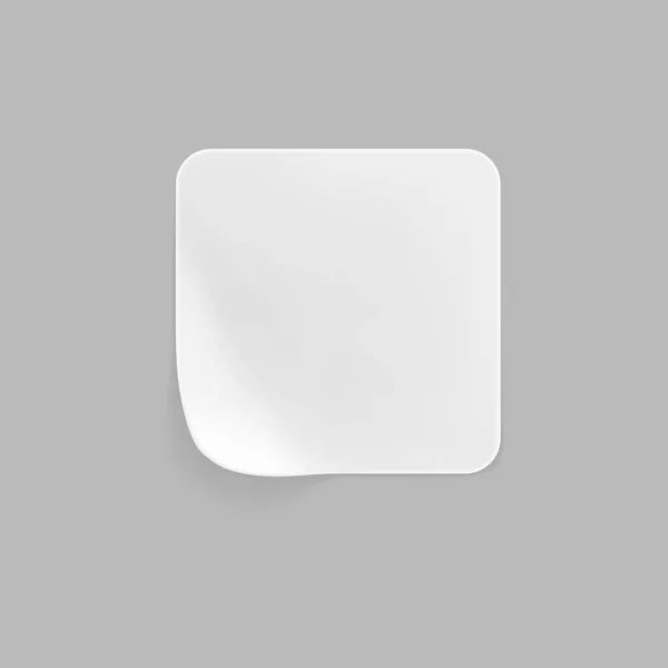 Bianco Adesivi Quadrati Incollati Con Angoli Arricciati Modello Set Etichetta — Vettoriale Stock