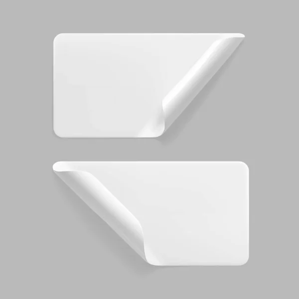 Λευκά Αυτοκόλλητα Παραλληλόγραμμο Κατσαρές Γωνίες Mock Set Λευκό Αυτοκόλλητο Χαρτί — Διανυσματικό Αρχείο
