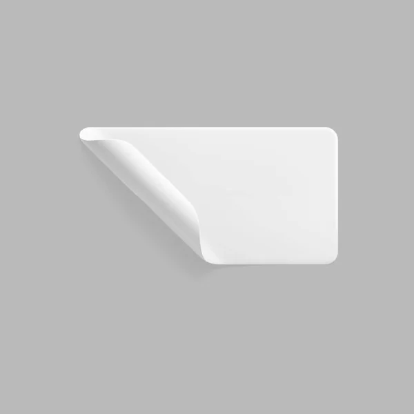 Λευκό Αυτοκόλλητο Ορθογώνιο Κολλημένο Μπούκλες Γωνίες Mock Λευκό Αυτοκόλλητο Χαρτί — Διανυσματικό Αρχείο