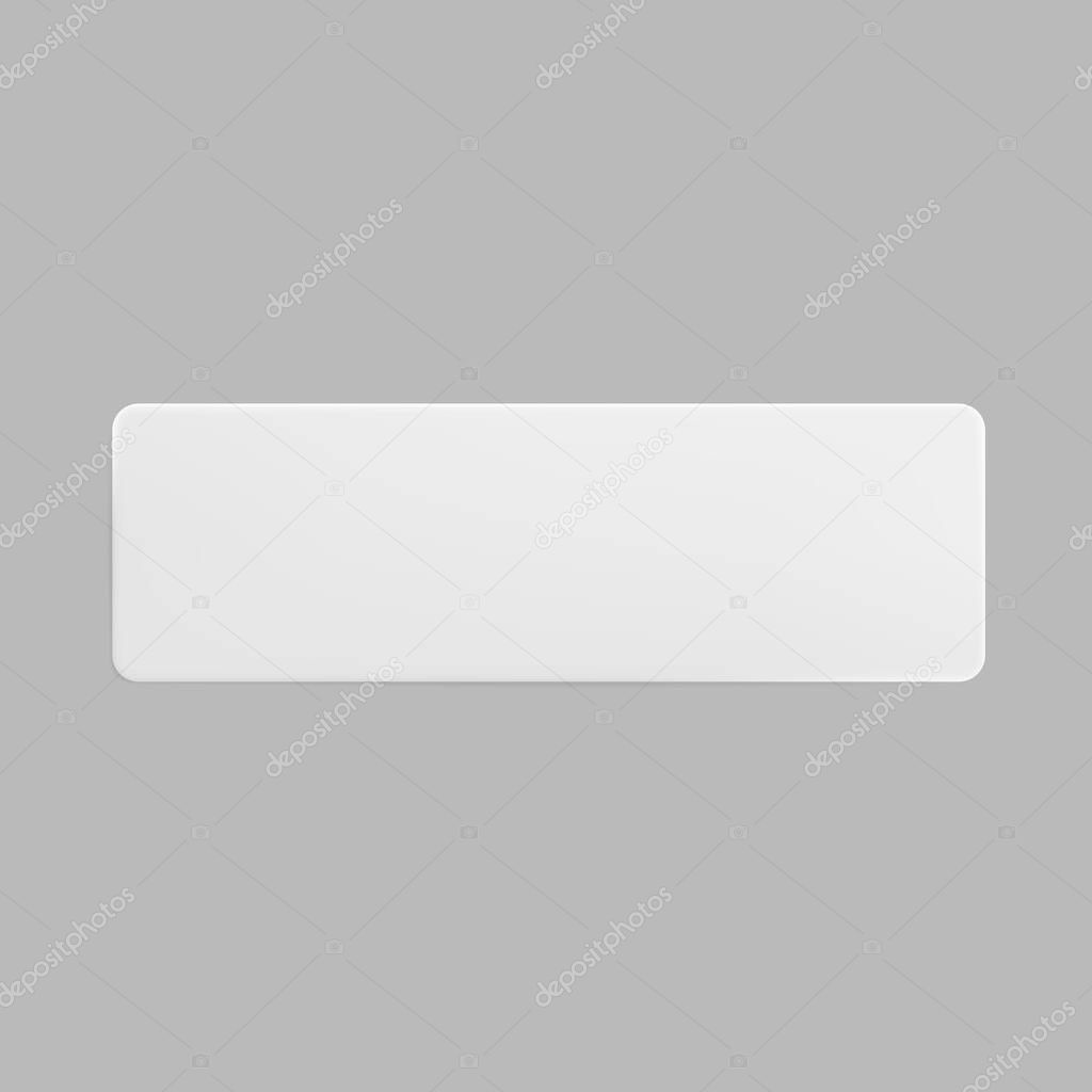 White glued rectangle sticker mock up. Blank white adhesive paper or plastic sticker label. Template label tag close up. 3d realistic vector illusrtation