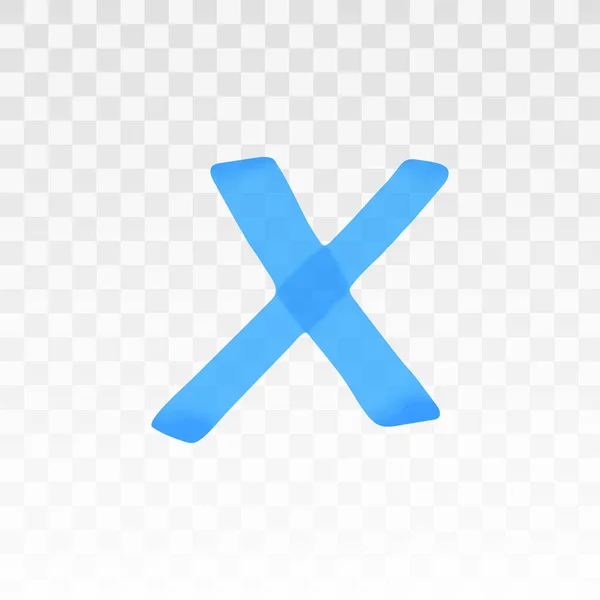 Blaues Textmarker Kreuz Isoliert Auf Transparentem Hintergrund Markierstift Unterstreicht Kreuz — Stockvektor