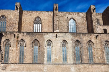 Cephe Basilica Santa Maria del Mar Katalanca Gotik tarzı Barcelona, Catalonia, İspanya