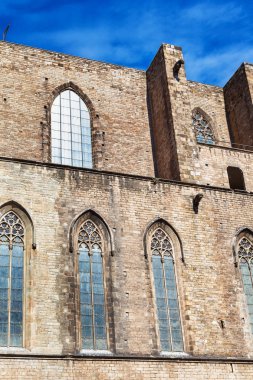 Cephe Basilica Santa Maria del Mar Katalanca Gotik tarzı Barcelona, Catalonia, İspanya