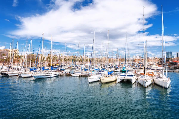 stock image Barcelona, Spain - April 17, 2016: Many yachts lying at Port Vell Marine