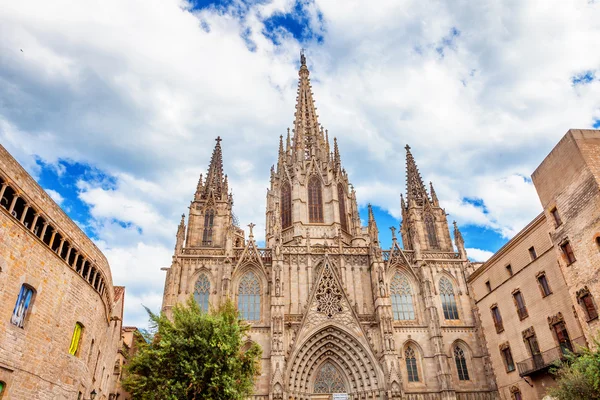 Barcelona Cathedral is dedicated to the Holy Cross and Saint Eulalia, patron  of  in Catalonia, Spain — Stock Photo, Image