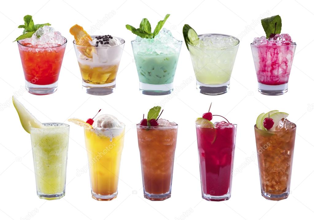 Set of alcoholic cocktails