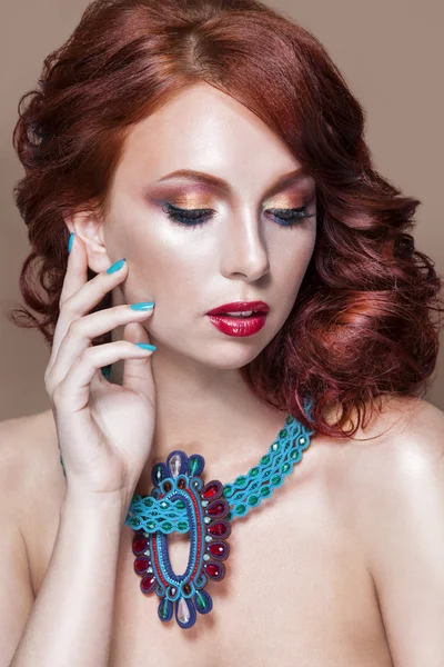 Rote Haare Schönheit Frauenporträt — Stockfoto