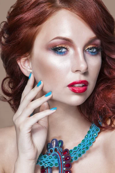 Kızıl saçlı güzellik kadın portre — Stok fotoğraf