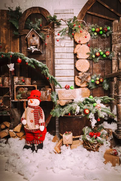 Noel ve yeni yıl dekorasyon üzerine ahşap arka plan vintage