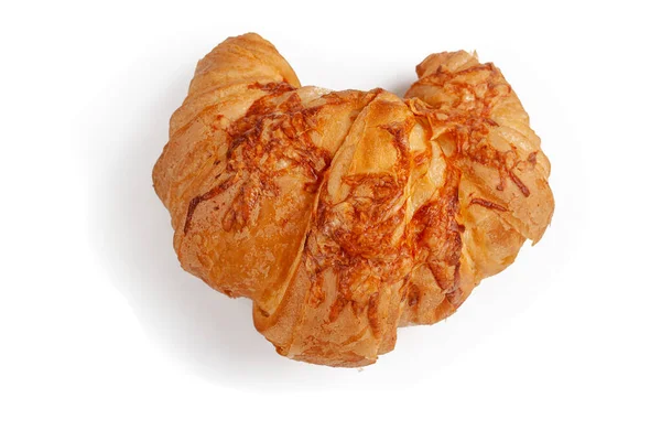 Croissant Fehér Háttér Felülnézet — Stock Fotó