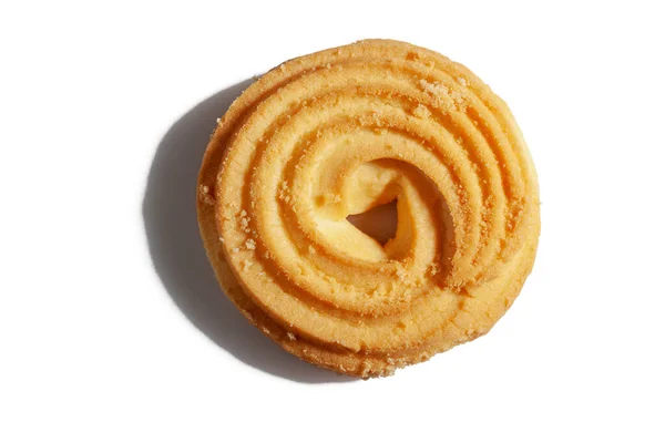 Deliciosos Biscoitos Manteiga Doce Fundo Branco — Fotografia de Stock