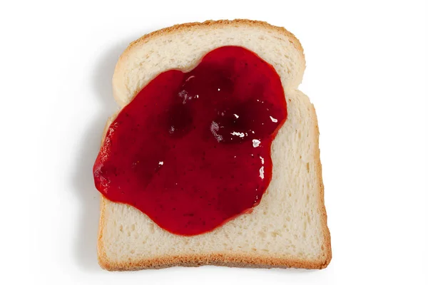 Slice Bread Strawberry Jam White Background — Stock Photo, Image