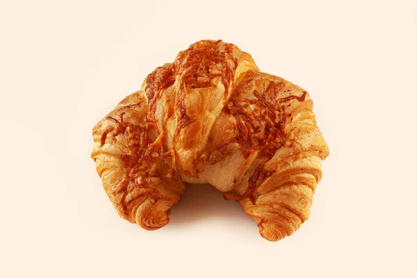 Croissant Egy Könnyű Háttér Felülnézet — Stock Fotó