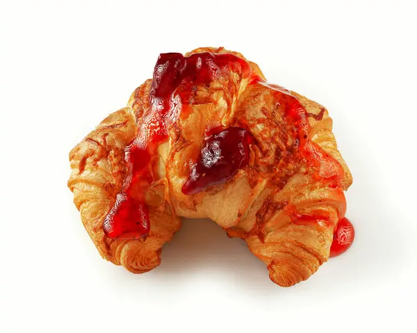 Croissant Strawberry Jam Light Background — Stock Photo, Image