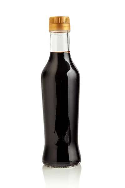 Glass Bottle Soy Sauce White Background — Stock Photo, Image