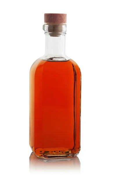 Een Fles Met Een Sterke Alcoholische Drank Een Witte Achtergrond — Stockfoto