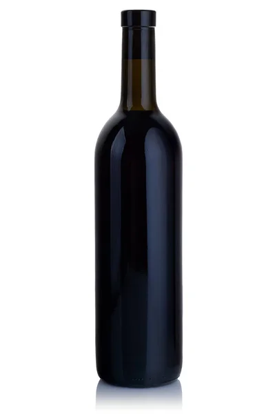 Eine Flasche Rotwein Auf Weißem Hintergrund — Stockfoto