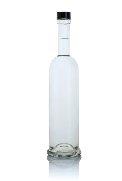 Uma Garrafa Vodka Fundo Branco — Fotografia de Stock