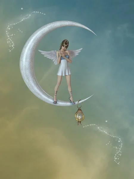 Angel in the moon — Stock Photo, Image