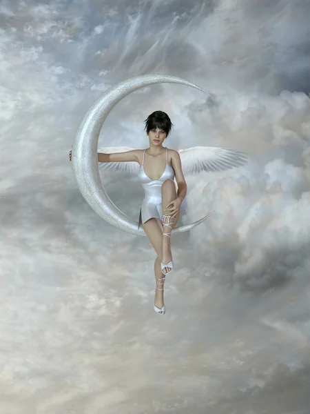 Anioł na Księżycu — Zdjęcie stockowe