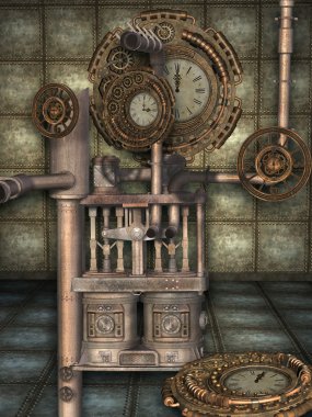 Buhar punk tarzı ile fantezi sahne