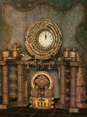 Buhar punk tarzı ile fantezi sahne