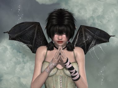 Kadın ile karanlık manzara