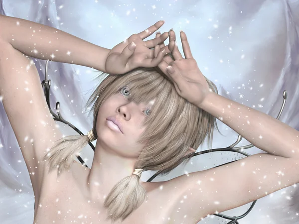 Winter fairy in een sneeuwlandschap fantasie — Stockfoto