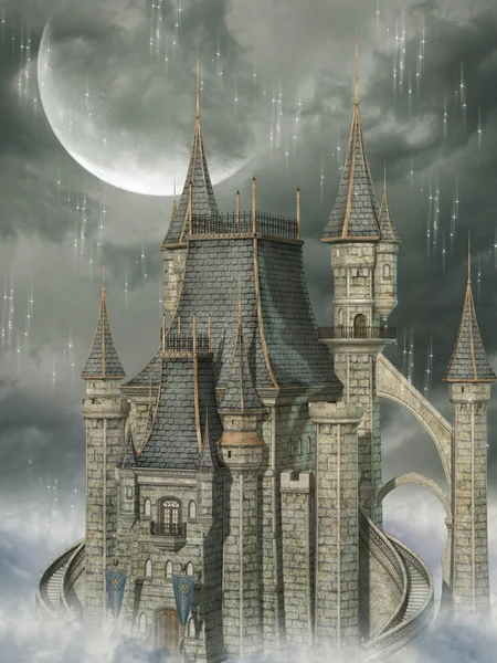 Fantasie achtergrond met kasteel — Stockfoto