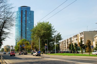 Savanoriu caddesindeki Vilnius şehir gökdelenleri