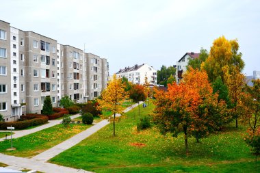 Vilnius şehir Pasilaiciai bölgesi sonbahar manzaraya