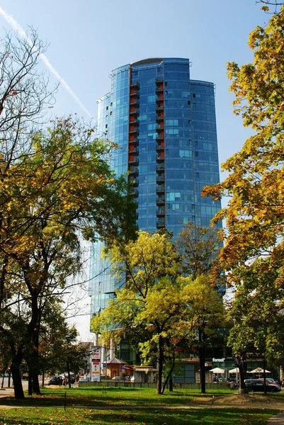 Savanoriu caddesindeki Vilnius şehir gökdelenleri