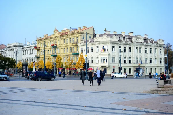 Procházky v parku katedrála náměstí ve městě Vilnius — Stock fotografie