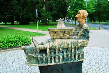 Druskininkai şehir sokakta heykel