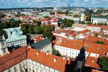 Vilnius Üniversitesi kuleden Vilnius şehir havadan görünümü