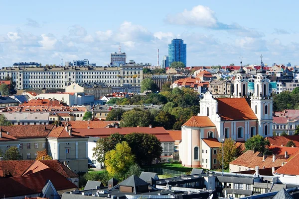 Vista aérea de la ciudad de Vilna desde la torre de la Universidad de Vilna — Foto de Stock