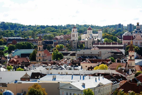 Vilnius město letecký pohled z věže Vilnius University — Stock fotografie