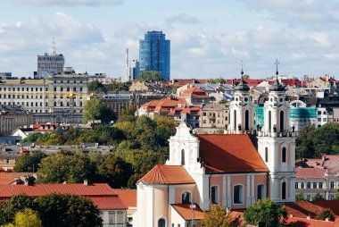 Vilnius Üniversitesi kuleden Vilnius şehir havadan görünümü