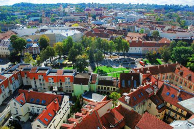 Vilnius Üniversitesi kuleden Vilnius şehir havadan görünümü