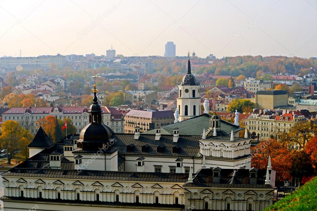 Vilnius autumn panorama from Gediminas castle tower