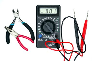 Repair and measurement of the voltage of equipment. clipart